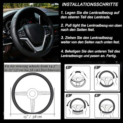 Microfiber Leather Steering Wheel Cover Universal 15 inch