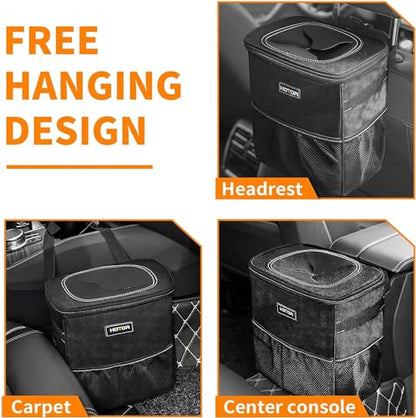 Car Trash Can, Leakproof Car Organizer, 2/3-Gallon, Black