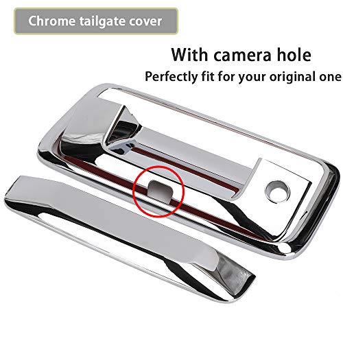 Chrome Door Handle Covers, Mirror Covers and Tailgate Cover with Camera Hole for 2014-2018 Chevy Silverado and GMC Sierra 1500 2500 3500