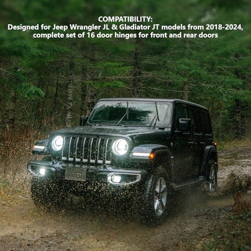 Jeep Wrangler JL JT Door Hinge Kit, 16 Pcs