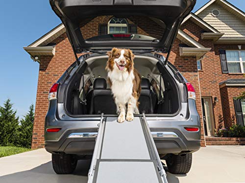 Telescoping Dog Ramp Extends from 39-71 Inches No Slip High Traction Surface Collapsible and Locking