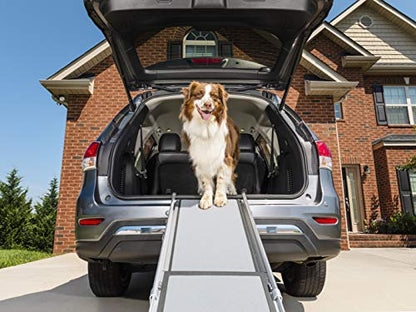 Telescoping Dog Ramp Extends from 39-71 Inches No Slip High Traction Surface Collapsible and Locking - OHMU