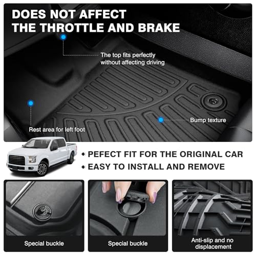 Ford F-150 SuperCrew All-Weather Floor Mats, 1st & 2nd Row TPE