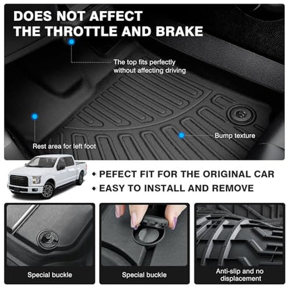 Ford F-150 SuperCrew All-Weather Floor Mats, 1st & 2nd Row TPE