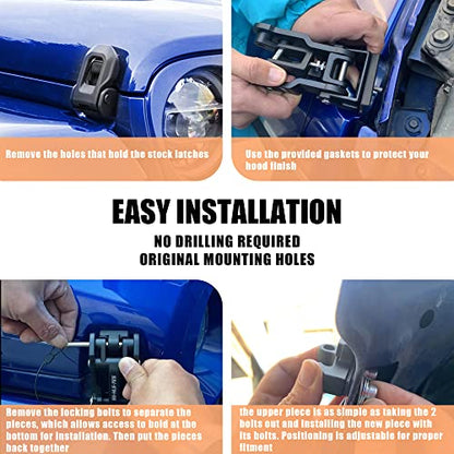 Aluminum Hood Latches for Jeep Wrangler & Gladiator