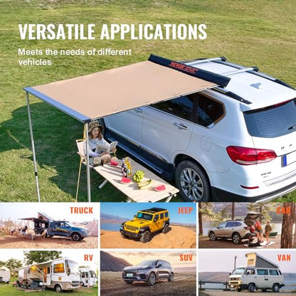 .6' x 6.6' Retractable Vehicle Awning - UV50+, PU3000mm Waterproof for SUV Camping