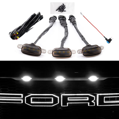 3-PCS LED Grille Lights Kit with Harness for 2004-2019 Ford F-150 & 2013-2018 Ram 1500 (White)
