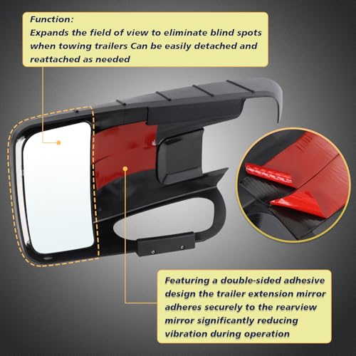Towing Mirror for 2021-2025 Ford F-150, Wide-Angle, Easy Installation