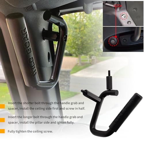 Front Grab Handle Kit  Grab Bar for 2007-2018 Jeep Wrangler JK JKU Rubicon Sport Sahara (Black)