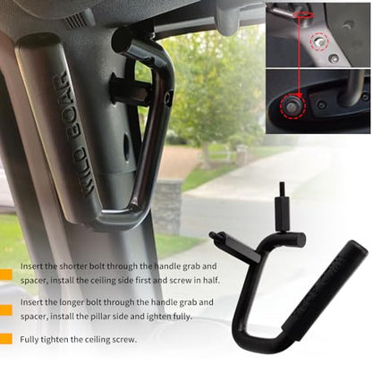 Front Grab Handle Kit  Grab Bar for 2007-2018 Jeep Wrangler JK JKU Rubicon Sport Sahara (Black)