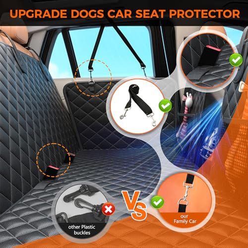 Dog Car Seat Cover for Back Seat with Mesh Window and Storage Pocket for Car SUV - OHMU