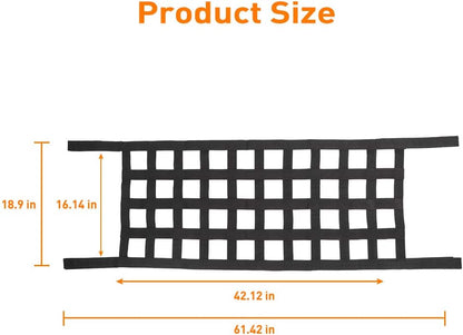Mesh Roof Cargo Hammock for 1987-2024 Jeep Wrangler & Gladiator JT (Black)