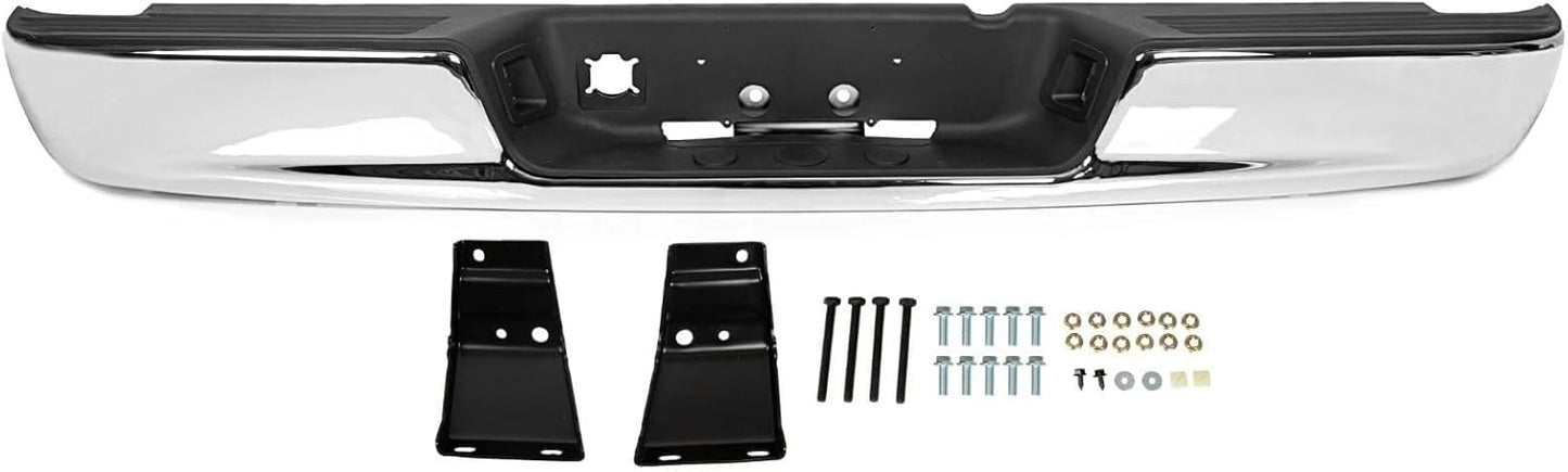Steel Rear Step Bumper Assembly Compatible with 2002-2009 Dodge Ram 1500 2500 3500, Chrome Back Bumper Fit For 02-09 RAM Replacement for CH1103108