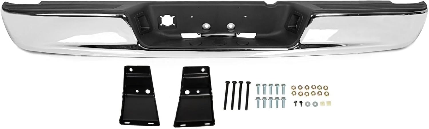 Steel Rear Step Bumper Assembly Compatible with 2002-2009 Dodge Ram 1500 2500 3500, Chrome Back Bumper Fit For 02-09 RAM Replacement for CH1103108