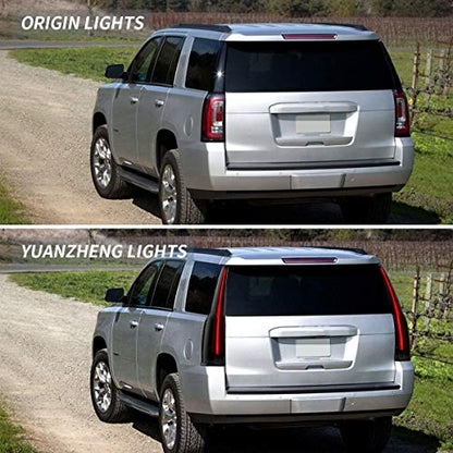 Full LED Tail Lights for GMC Yukon 2015–2020, Plug & Play, Amber Turn Signal, Driver & Passenger Sides, Smoked