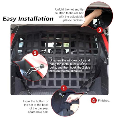 Dog Barrier Divider Net for Jeep Wrangler JK JL Unlimited 4-Door 2007-2026