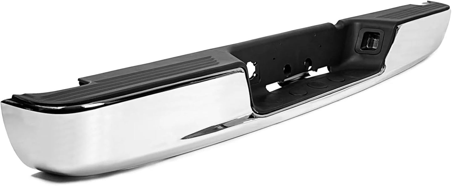 Steel Rear Step Bumper Assembly Compatible with 2002-2009 Dodge Ram 1500 2500 3500, Chrome Back Bumper Fit For 02-09 RAM Replacement for CH1103108