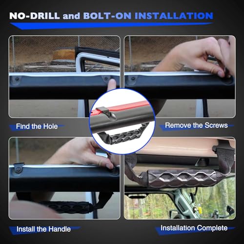 Jeep Wrangler JL JT Roll Bar Grab Handles, Metal Hooks