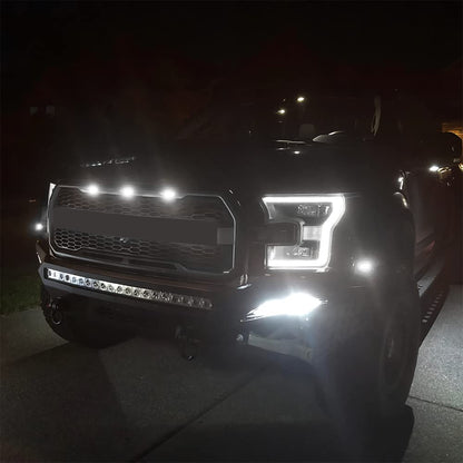 3-PCS LED Grille Lights Kit with Harness for 2004-2019 Ford F-150 & 2013-2018 Ram 1500 (White)