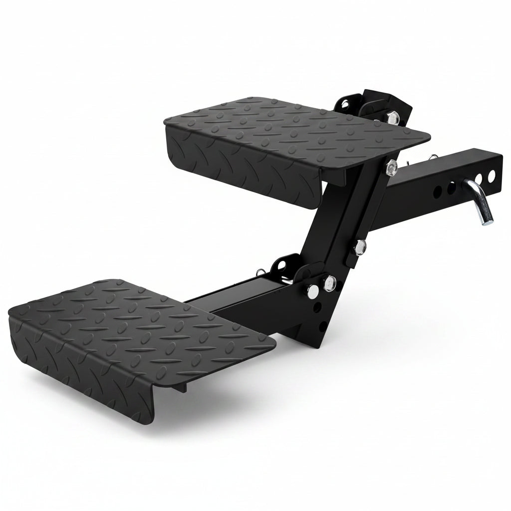 Heavy-Duty Foldable 2-Step Dog Hitch for 2" Receiver - Adjustable Height, Universal for SUV/Truck/RV