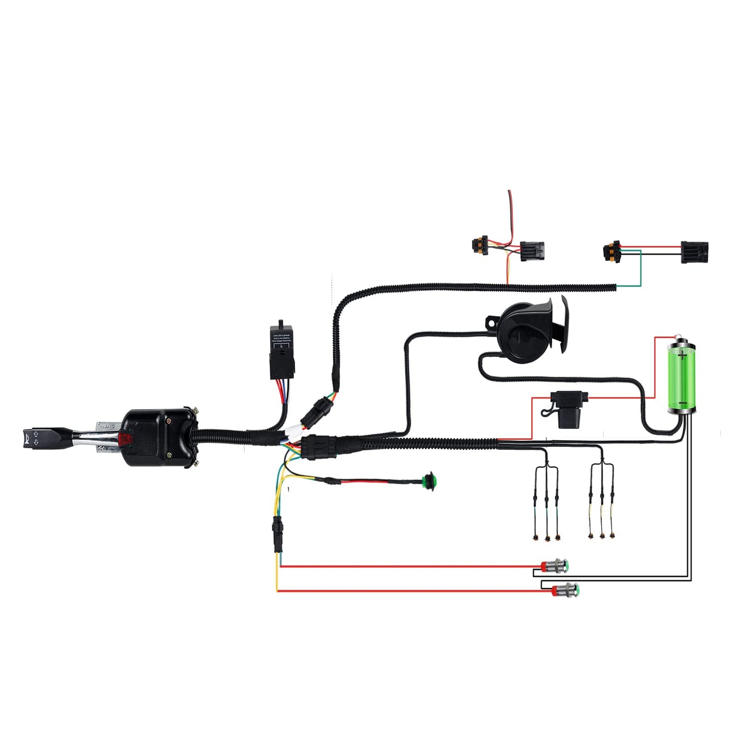 Universal UTV ATV Plug and Play Street Legal Turn Signal Kit with Harness, Column Switch, Horn, LED Blinkers - OHMU