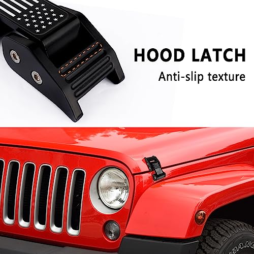 Aluminum American Flag Hood Latches for Jeep Wrangler JK JKU (2007-2018)