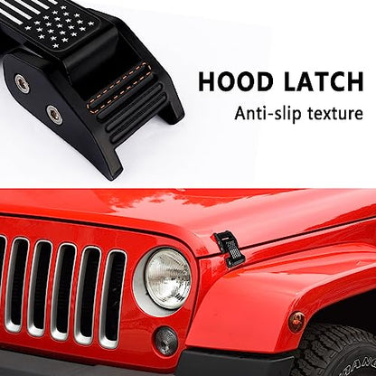 Aluminum American Flag Hood Latches for Jeep Wrangler JK JKU (2007-2018)