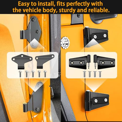 Jeep Wrangler JK Door Hinge Kit, 16PCS with Bolts