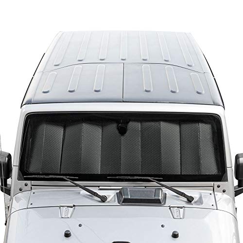 Sun Shade Fits 1987-2021 Jeep Wrangler JK, JL, CJ, YJ, TJ & 2020-2021 Jeep Gladiator, Custom Fit Windshield Foldable Accordion UV Protection 53 x 16.5 inches