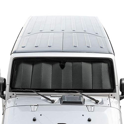 Sun Shade Fits 1987-2021 Jeep Wrangler JK, JL, CJ, YJ, TJ & 2020-2021 Jeep Gladiator, Custom Fit Windshield Foldable Accordion UV Protection 53 x 16.5 inches