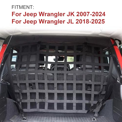 Dog Barrier Divider Net for Jeep Wrangler JK JL Unlimited 4-Door 2007-2026