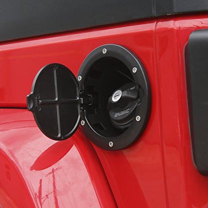 Black Aluminum Fuel Filler Door Cover for 2007-2018 Jeep Wrangler JK