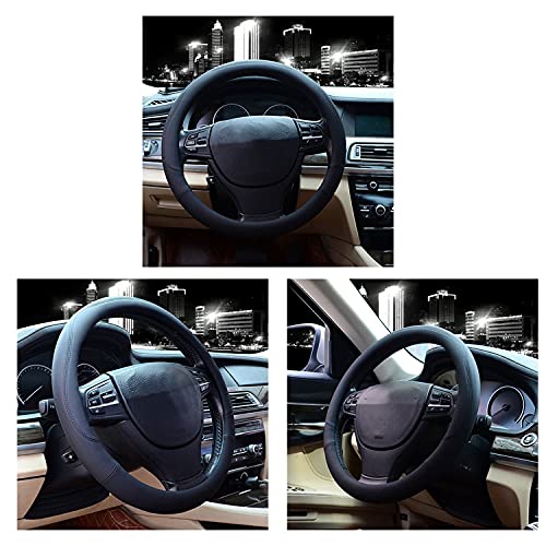 Microfiber Leather Steering Wheel Cover Universal 15 inch