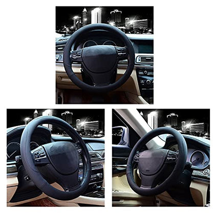 Microfiber Leather Steering Wheel Cover Universal 15 inch