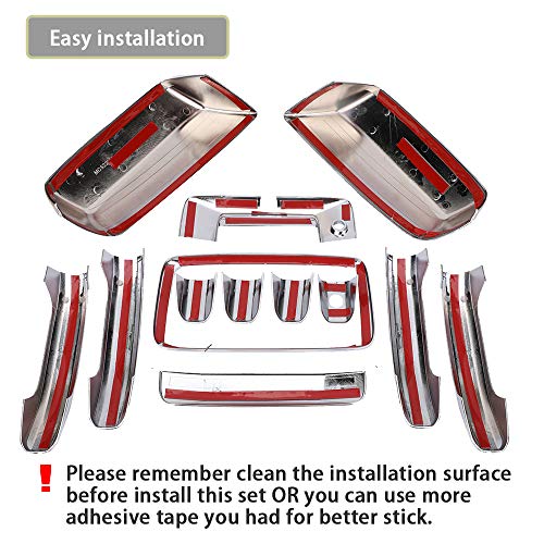 Chrome Door Handle Covers, Mirror Covers and Tailgate Cover with Camera Hole for 2014-2018 Chevy Silverado and GMC Sierra 1500 2500 3500