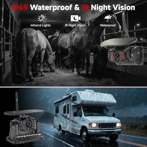 Dual Magnetic Wireless Backup Camera, 7” 1080P HD 4CH DVR Monitor
