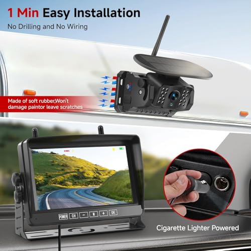 Dual Magnetic Wireless Backup Camera, 7” 1080P HD 4CH DVR Monitor