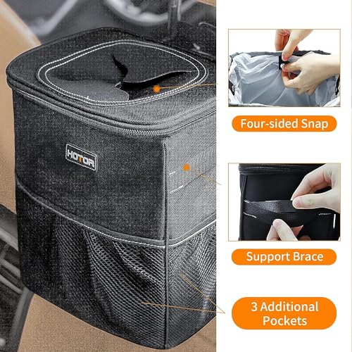 Car Trash Can, Leakproof Car Organizer, 2/3-Gallon, Black