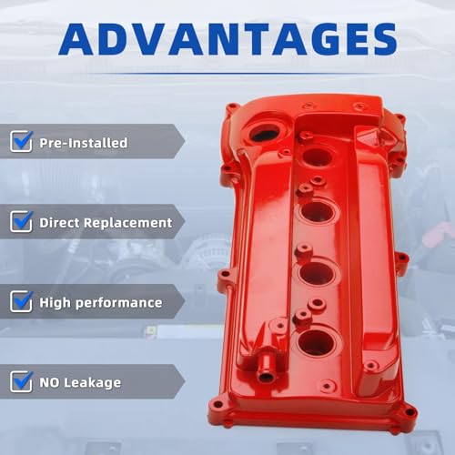 Aluminum Engine Valve Cover with Tube & Gasket Compatible with 2001-2015 Toyota Camry Corolla RAV4 Highlander Solara Matrix Scion tC xB 2.4L Replace 11201-28014 11201-28033