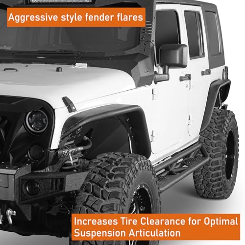 JK Flat Steel Fender Flares for Jeep Wrangler 2007-2018