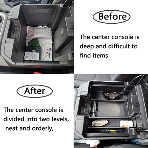Center Console Organizer Tray for 2019-2022 Chevy Silverado 1500 & GMC Sierra 1500, 2020-2023 Silverado/Sierra 2500HD/3500HD, Black ABS