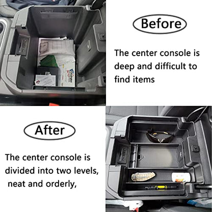 Center Console Organizer Tray for 2019-2022 Chevy Silverado 1500 & GMC Sierra 1500, 2020-2023 Silverado/Sierra 2500HD/3500HD, Black ABS