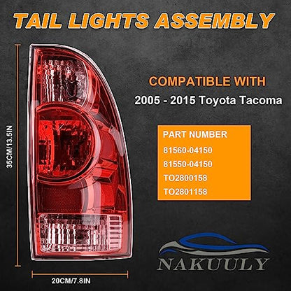 Tail Lights for 2005-2015 Toyota Tacoma, Red Lens, Halogen