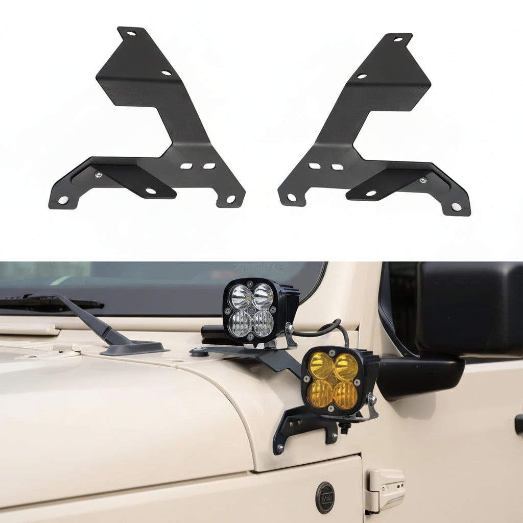 Dual A-Pillar Light Mounts for 2018-2025 Jeep JL & Gladiator JT (Excludes 4XE/Mojave/392)