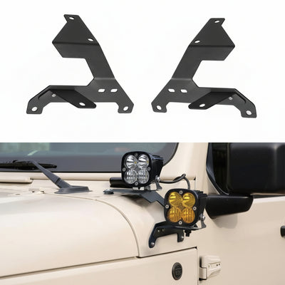 Dual A-Pillar Light Mounts for 2018-2025 Jeep JL & Gladiator JT (Excludes 4XE/Mojave/392)