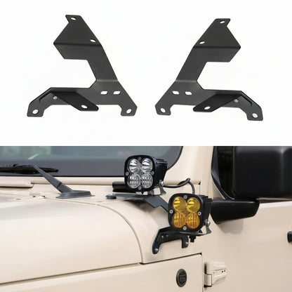 Dual A-Pillar Light Mounts for 2018-2025 Jeep JL & Gladiator JT (Excludes 4XE/Mojave/392)