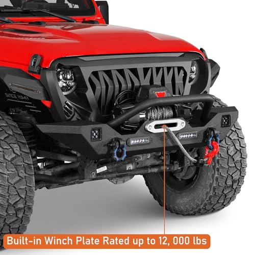 Jeep JL JLU Bumper Set with Winch, Hitch, LED Lights, D-rings