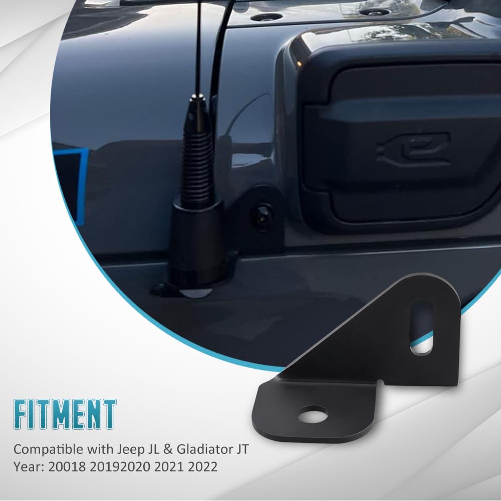 JL Antenna Mount Driver Side CB Antenna Mount Radio Driver's Side Mounting Bracket Front Driver Near The Hood Side CB Holder Compatible with Jeep Wrangler JL JLU & Jeep Gladiator JT 2018-2023