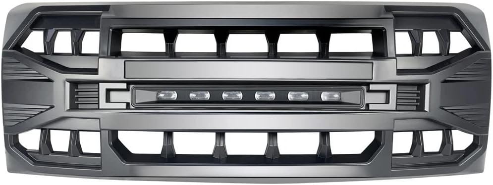 Front Grill Replacement for F150 2009-2014, Matte Black Bumper Grille w/Off-Road Lights