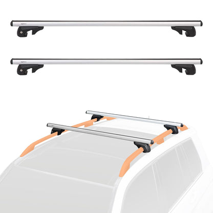 52" Cross Rail Roof Rack (2-Pack) - Fits Up to 46" Span, Black/Silver